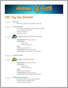 Vacation Bible School Outline